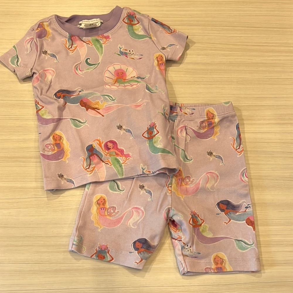 Pottery Barn light purple mermaid short pajama set